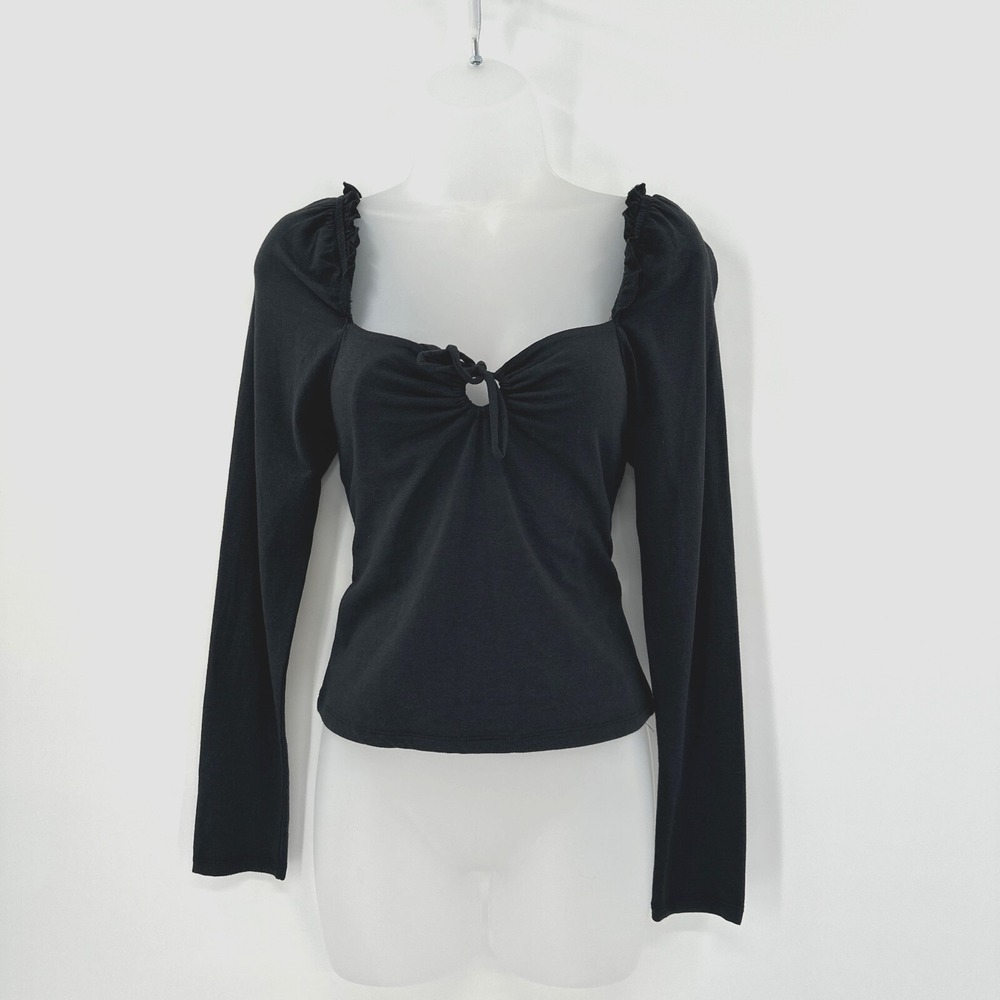 Coquette Black Sweetheart Top Balletcore Ruched Indie Sleaze Medium